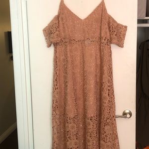 Beautiful blush colored lace midi dress